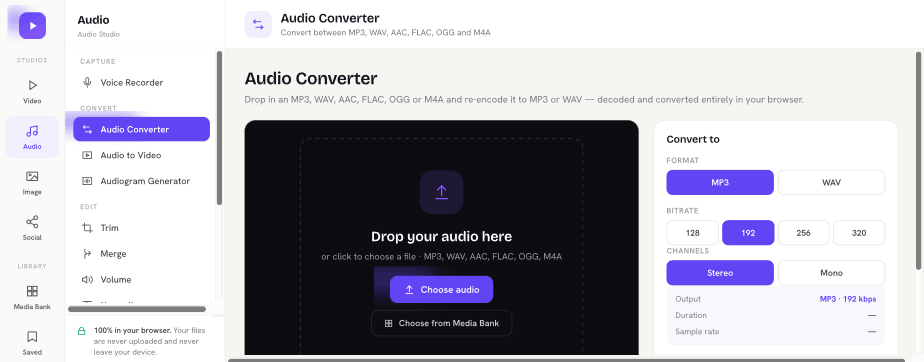Audio Studio — browser-based audio toolkit
